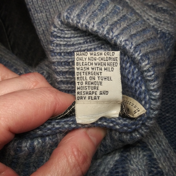 Vintage 90's/Y2K Work Wear Men's 3D Textured Denim Colored Wool Blend Sweater - Picture 6 of 8